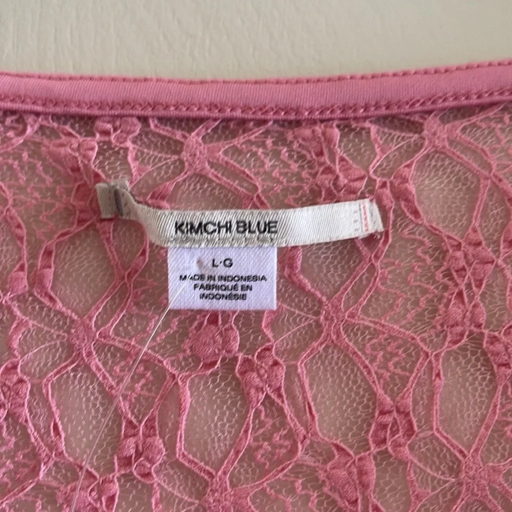 NWT Urban Outfitters Kimchi Blue Pink Mesh Lace LongSleeve Blouse